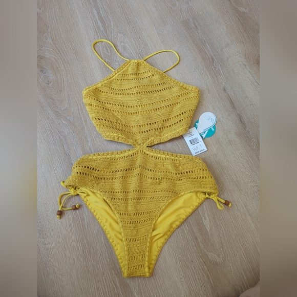wet Other - WET Lane Saffron Crochet Cutout Mustard Yellow Swimsuit One Piece XS, S $198